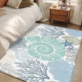 thumbnail image 5 of Ocean Conch Washable Area Rugs 2.7'x5', Coral Blue Abstract Art Texture Low Pile Throw Living Room Rug Non-Slip Sturdy Edge Binding Carpet for Indoor Entryway Bedside Kitchen, 5 of 9