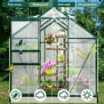 thumbnail image 4 of EAGLE PEAK 6x6x7 Outdoor Walk-in Hobby Greenhouse, Polycarbonate Aluminum Greenhouse with Adjustable Roof Vent and Rain Gutter, Base and Anchor, Dark Green, 4 of 11