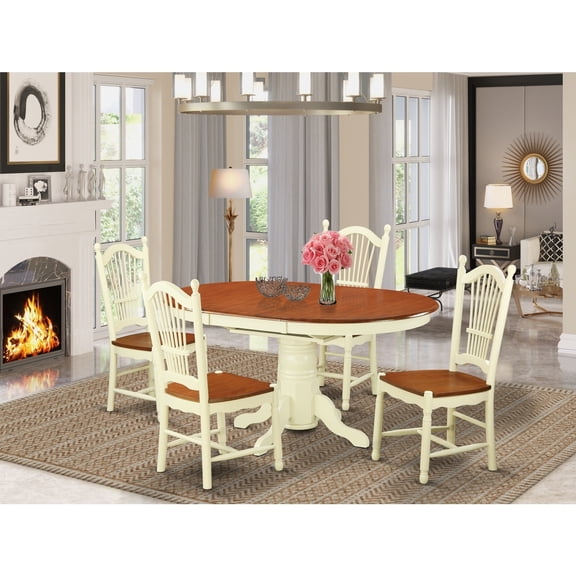 Kitchen Dining Set for 4 - 5 Piece Table & Chair Set - Buttermilk & Cherry Finish