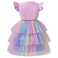 thumbnail image 3 of Girls Tulle Tutu Dress Rainbow Sequins Toddler Ruffle Sleeve Purple Summer Outfits Kids Princess Party Sundress 2-3 Years/970, 3 of 6
