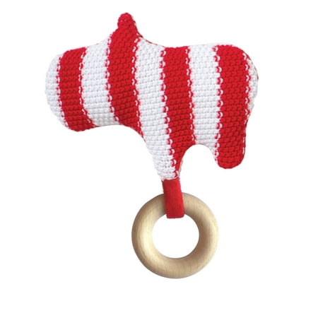 - Manhattan Toy Hippo Knit Baby Rattle with Wooden Teether