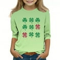 thumbnail image 2 of Girls Long Sleeve Shirt with Glitter Clover and Bow Print, Soft Stretch Tee for Kids 4-12 Years, Multicolor,Size 5-6T, 2 of 5