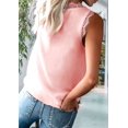 thumbnail image 4 of Summer V-Neck Eyelash Lace Sleeveless Loose Tank Top Pink XXL, 4 of 10