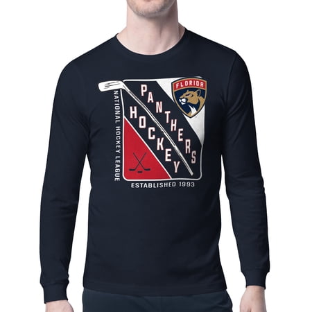 Men s Starter Navy Florida Panthers Shield Long Sleeve Graphic T-Shirt