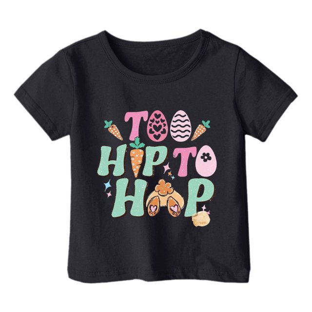 Blouse Designs Dernière pour Filles Entraînement Aussi Enfant Filles Pâques Mignon Graphique Col Rond Manches Courtes T-Shirt Décontracté d'Été