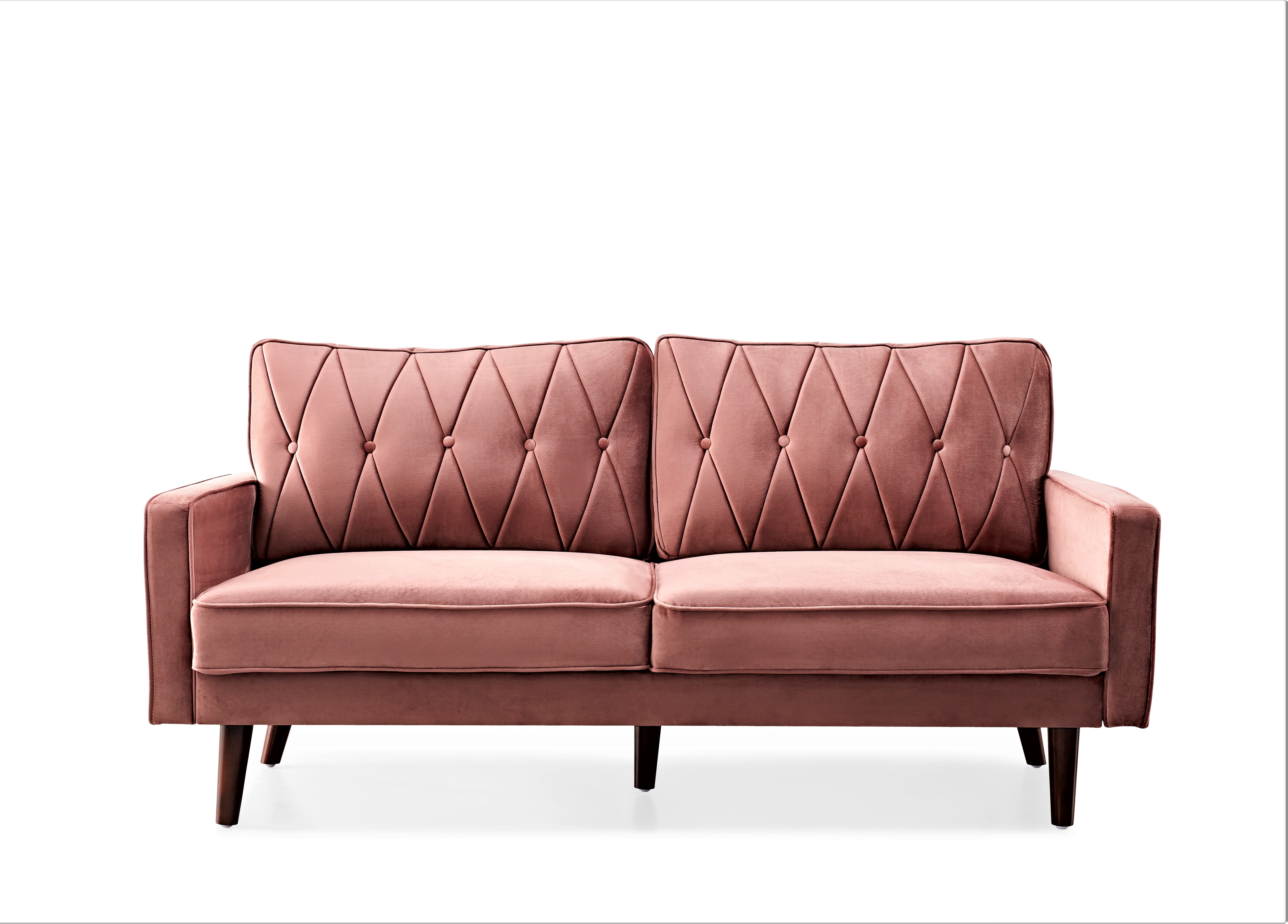 Uspridefurniture Feemster 69.3'' Velvet Square Arm Sofa,Rose