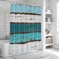 thumbnail image 5 of Polyester Fabric Turquoise Teal Shower Curtain, Farmhouse Retro Ombre Wooden Grain Waterproof Bathtub Curtain Bathroom Decor Set with Hooks 72 x 96 Inches, 5 of 6