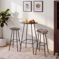 thumbnail image 4 of Best Choice Products 3-Piece Steel Patio Bar Height Round Bistro Set w/ Backless Stools, Slatted Design - Taupe, 4 of 10
