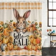 thumbnail image 2 of Thanksgiving Rabbit Shower Curtain, Waterproof Shower Curtains for Bathroom, Fall Pumpkin Sunflower Retro Orange Plaid Washable Fabric Bathtub Curtain Set Bath Decor with 12 Hooks Standard 72"x72", 2 of 8
