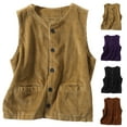 thumbnail image 1 of Leodye Gilet Sans Manches pour Femmes, Débardeur Boutonné, Col Rond, Ajusté, avec Poches, Violet 10(TG), 1 of 9