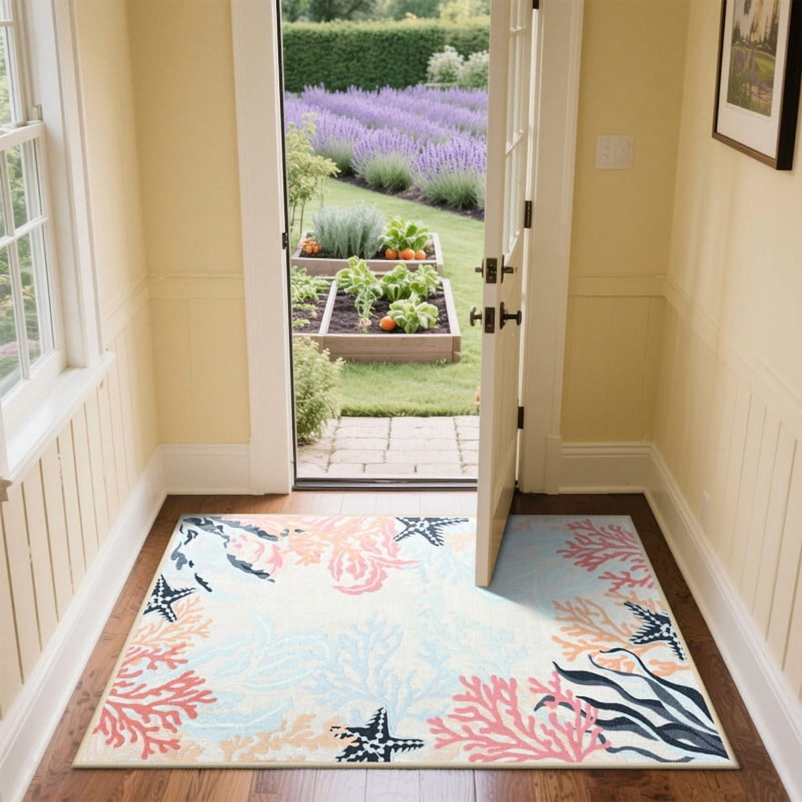 TWINNIS Area Rugs Floral Boho Rug Floor Carpet for Living Room Bedroom,2'x3',Cream White