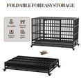 thumbnail image 5 of 37 Inches Folding Dog Crate with Wheels, Heavy Duty Metal Dog Kennel with Double Door and Removable Tray, Indoor Pet House for Small, Medium and Large Breed, 5 of 6