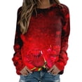 thumbnail image 1 of SOMOWI Chandails de la Saint-Valentin pour Femmes à Imprimé, Col Rond, Coupe Ajustée, Chandail à Enfiler à Manches Longues, Blouse Ample d'Entraînement, Rouge, Hauts Athlétiques d'Automne P, 1 of 5
