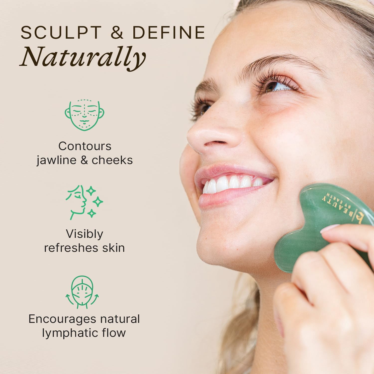 Beauty by Earth Facial Tool Duo Gift Set - Rose Quartz Roller and Jade Gua Sha
