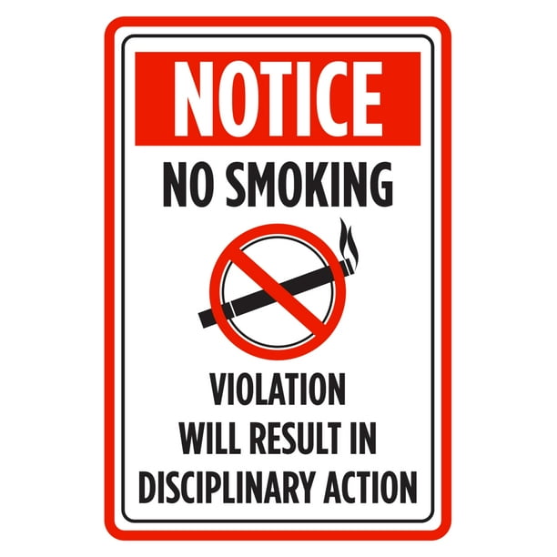 notice no smoking violation will result in disciplinary violation warning
