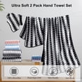 thumbnail image 3 of Jessy Home 2 Piece Black White Grid Stripe Hand Towels Set, 3 of 6
