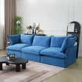 thumbnail image 2 of Sodrens Modular Sectional Sofa Couch,122.82" Velvet 3 Seater Sofa,Minimalist Style Comfy Couch for Living Room Apartment,Blue, 2 of 11