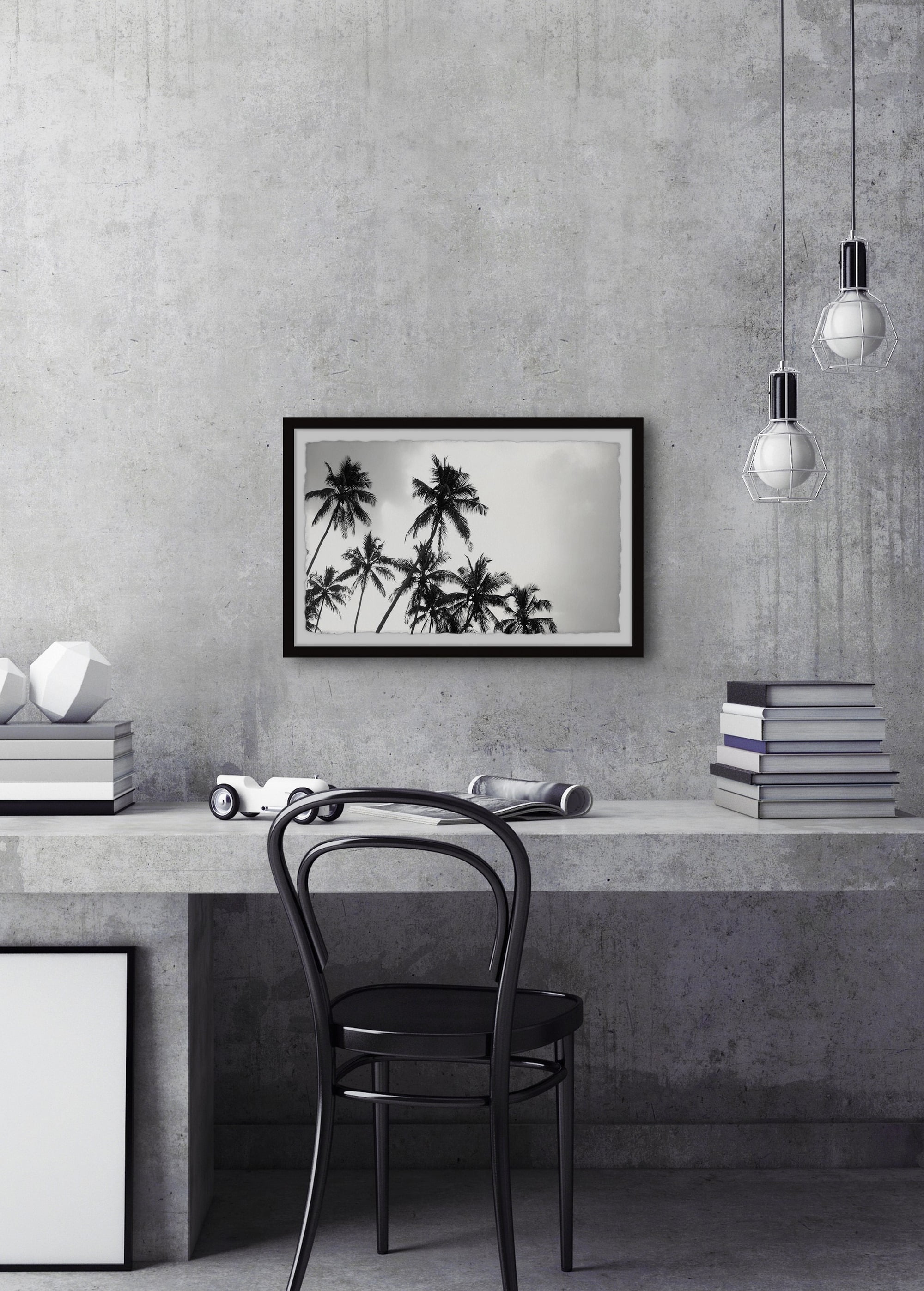 Marmont Hill Black and White Palms Framed Wall Art, 12" x 18"