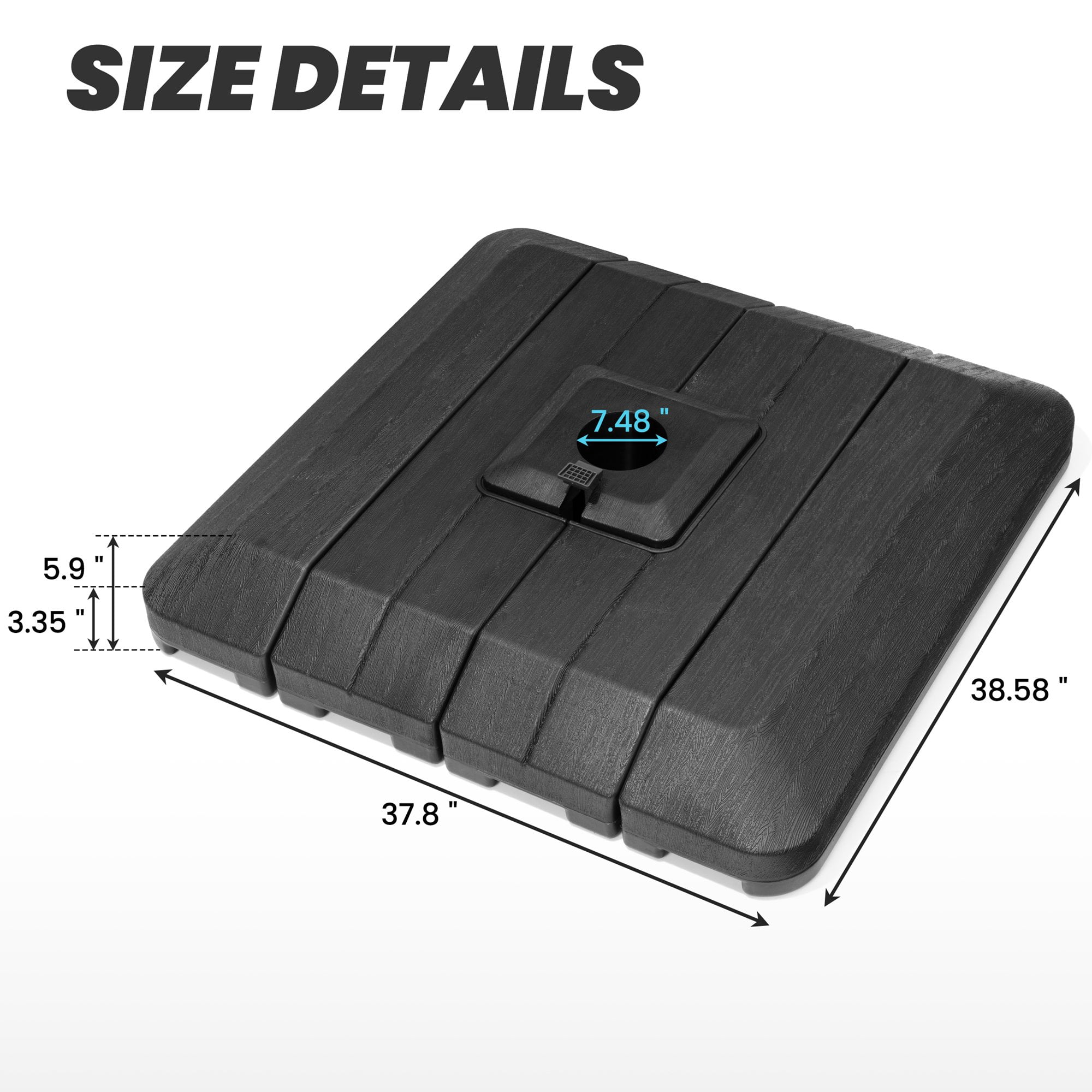 Crestlive Products Square Shaped 4 Piece Premium Offset Umbrella Base Filled, Black