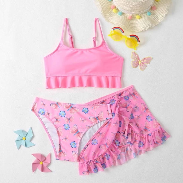 Augper Baby Girls Swimwear Children's Swimsuit Print Skirt Swimsuit Bikini Bathing Suit Swimming Three-piece Set
