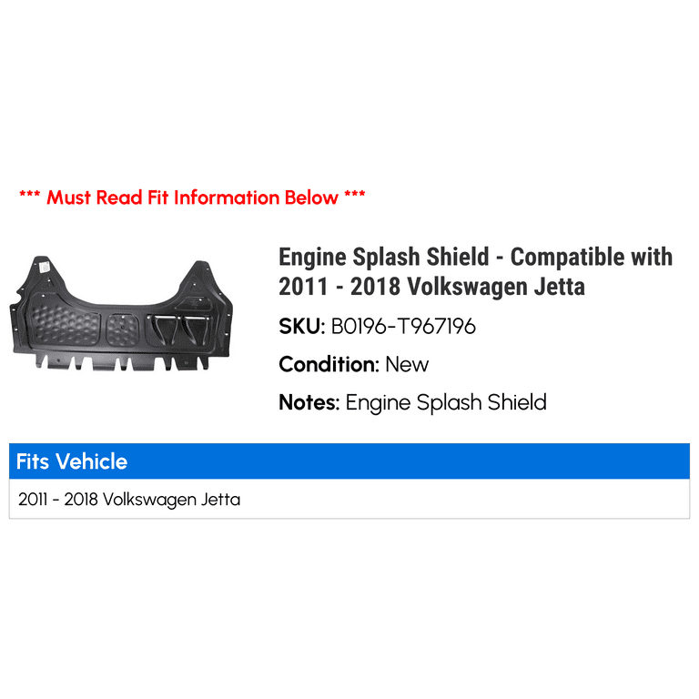 Lower Engine Undercar Shield - Compatible With 2011-2018 Volkswagen