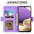 thumbnail image 3 of Compatible with Samsung Galaxy A32 5G 2021 6.5 inch Wallet Phone Case and Tempered Glass Screen Protector Flip Credit Card Holder Stand Flower Cell Cover for M32 G5 A 32 32A S32 SM-A326U A326U Purple, 3 of 9
