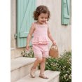 thumbnail image 6 of BemeyourBBs Boho Toddler Baby Girl Summer Clothes Little Baby Girl Beach Outfits Cute Crochet Flower Sleeveless Spaghetti Strap Tank Vest Tops and Shorts Sets, 6 of 9
