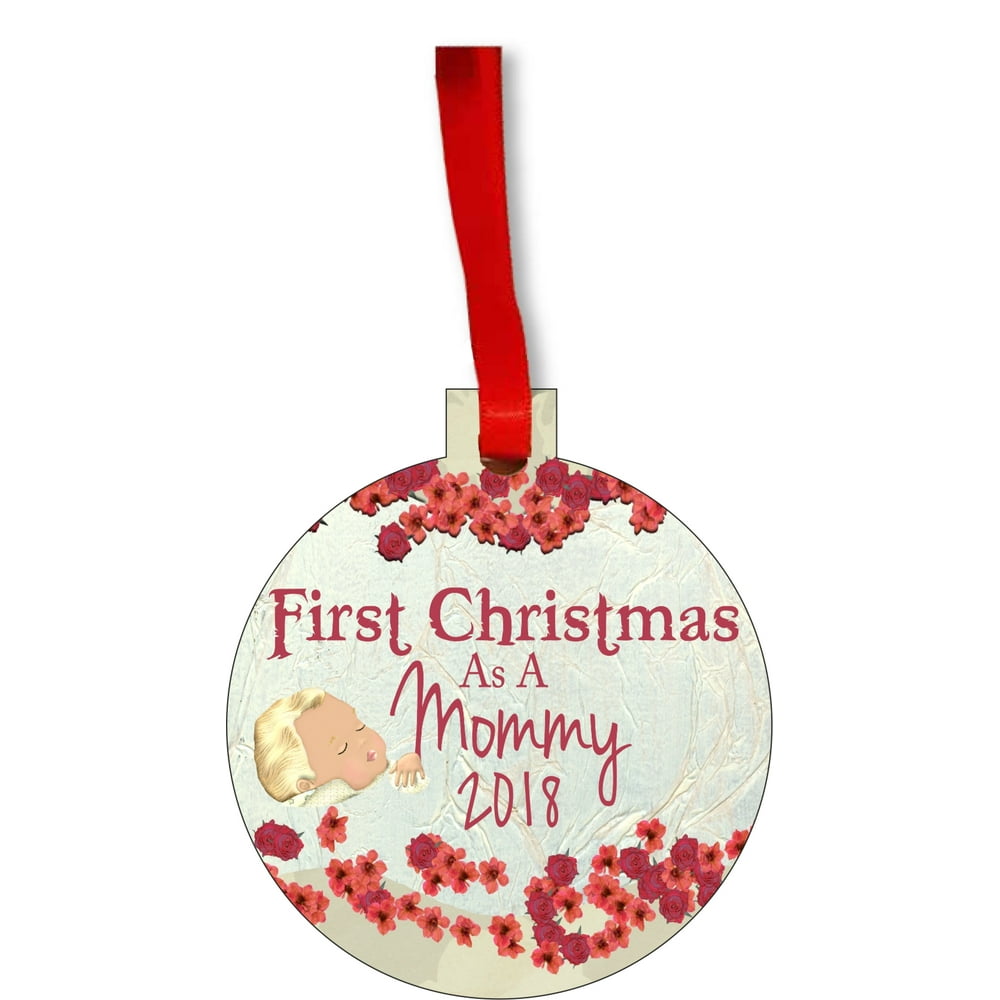 Ornaments New Mom First Christmas as a Mommy 2018 Round Shaped Flat