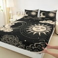 thumbnail image 3 of jejeloiu Sun And Moon Bed Sheets,Boho Bohemain Print King Sheets,Black Beige Sheet Set For Child,Super Cozy Room Decor,4pcs, 3 of 7