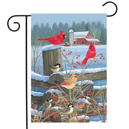 Briarwood Lane Birds of Winter Cardinals Garden Flag