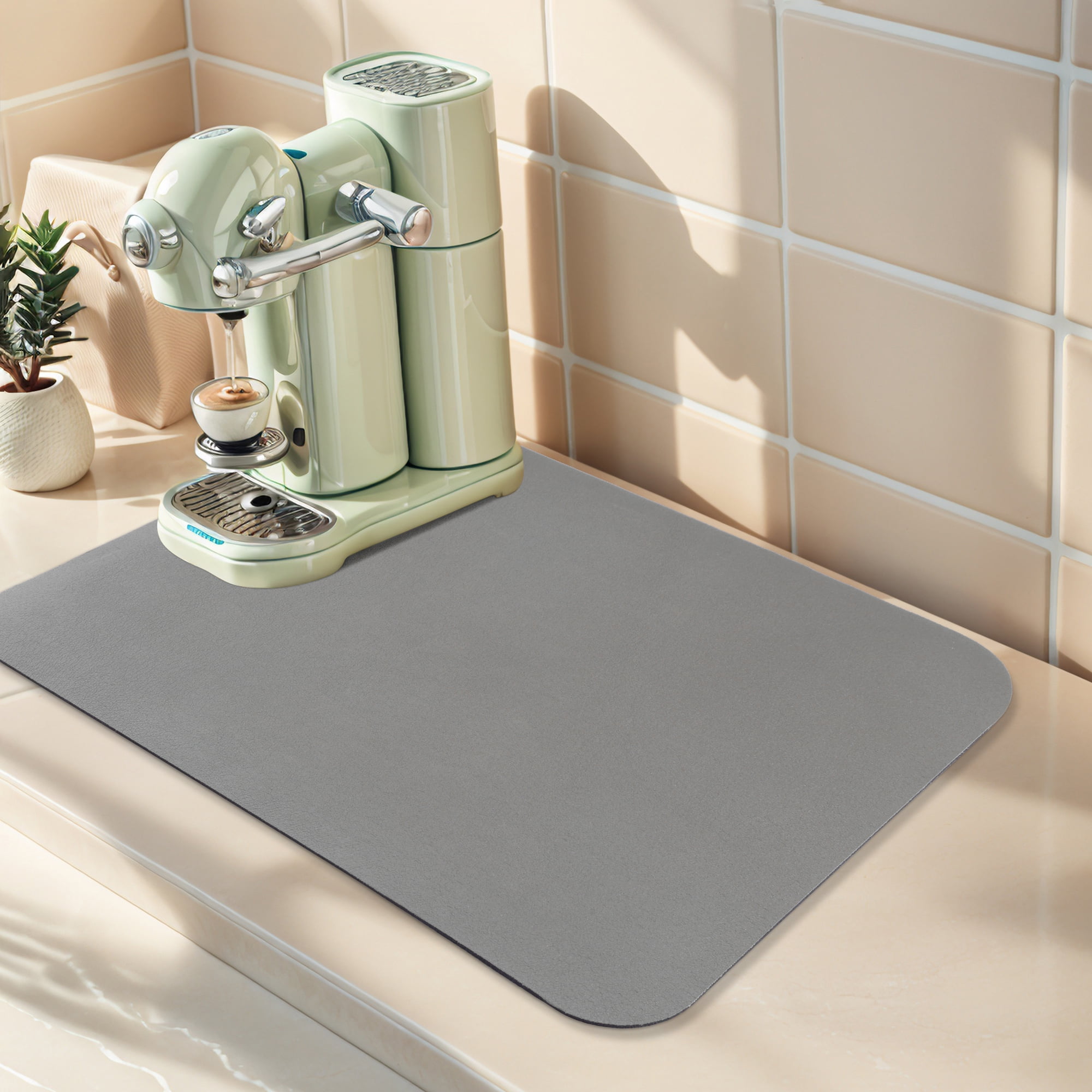 Unique Bargains Large Quick Dry Coffee Bar Mats for Countertop Dark Gray 15.7*11.8 inch