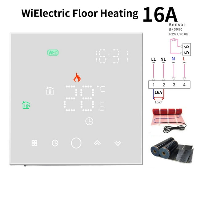 APP WiFi Smart Thermostat, Electric Floor Heating/ Water/Gas Boiler Temperature Remote Controller Temperature Controller ,Easy to Install