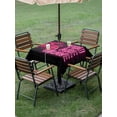 thumbnail image 4 of Outdoor Tablecloth with Umbrella Hole for Patio/Picnic/Party/Camping, Neon Video Game Waterproof Table Cloth Square Cover Washable, Pink Text Graffiti Brick Art Black (54"x 54"), 4 of 9