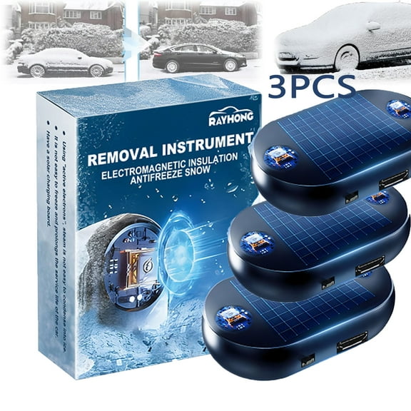 Anti-Freeze Electromagnetic Car Snow Removal Device, Portable Solar-Powered Defroster for Ice & Snow Removal, Automotive Freeze & Snow Scraping Tool, Electromagnetic Molecular Interference