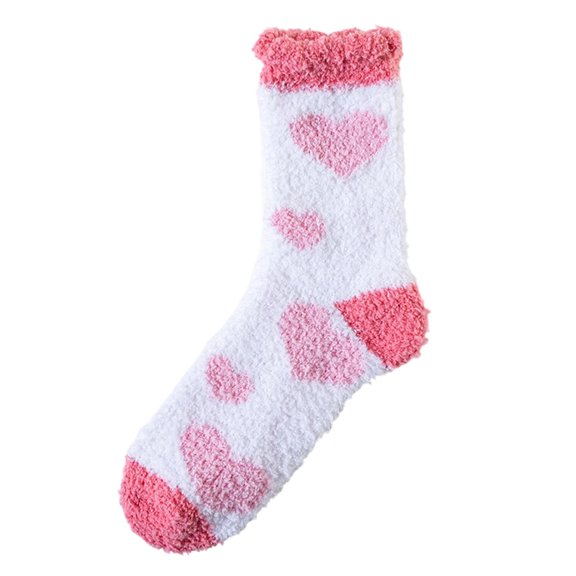 Likimi Fuzzy Fleece Socks For Men And Women Hearts Print Winter Warm Soft Casual Socks Size One Size