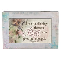 Do All Things Through Christ Aqua Medallion Jewelry Music Box Plays How Great Thou Art