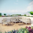 thumbnail image 3 of Modern Contemporary Urban Design Outdoor Patio Balcony Five PCS Sectional Sofa Set, Beige, Aluminum, 3 of 7