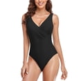 thumbnail image 5 of Jusfitsu Womens Athletic One Piece Swimsuits Tummy Control Bathing Suit V Neck Push Up Swimwear for Women Plus Size, 5 of 7