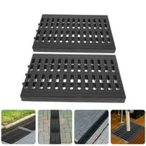 SEWCHICS Outdoor Drain Cover To Block Debris Trench Drain Grate Black Stainless Steel 2Pcs