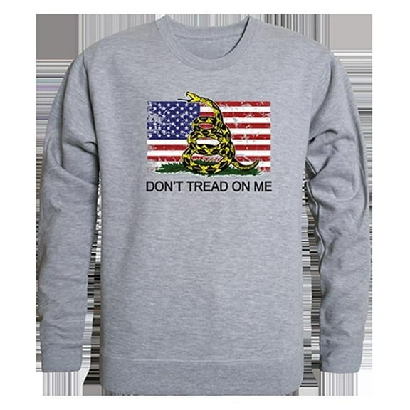 Flag 2 with Gadsden Graphic Crewneck Sweatshirt, Heather Grey - Small
