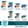 thumbnail image 2 of Juego de recipientes de almacenamiento de alimentos Rachael Ray, 20 piezas, transparente/verde azulado, 2 of 9