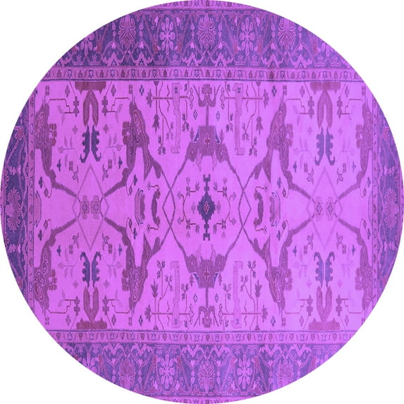 Ahgly Company Indoor Round Oriental Purple Traditional Area Rugs, 3' Round