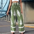 thumbnail image 2 of DHFJKG Boho Pants Women High Waisted Wide Leg Casual Drawstring Ethnic Style Printed Flowy Palazzo Summer Beach Vacation Clothes Stylish Trousers, 2 of 9