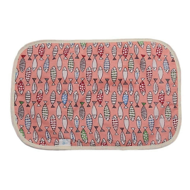 Baby Waterproof Cotton 3 Layers Infant Diaper Pad (Pink Fish)