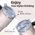 thumbnail image 4 of Rose 20oz Stainless Steel Tumbler with Handle and Straw – Insulated Travel Cup with Sliding Lid, 360° Full Wrap Printed Mug for Home, Outdoor & Sports Use, Flower, 4 of 6