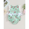 thumbnail image 2 of LMLYSoH Newborn Baby Girls Lace Flower Romper Round Neck Button Closure Jumpsuit Summer Clothes, 2 of 8