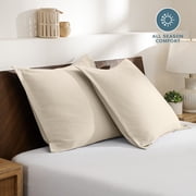 Bare Home Pillow Sham Set - Premium 1800 Collection - Double Brushed - Euro, Sand