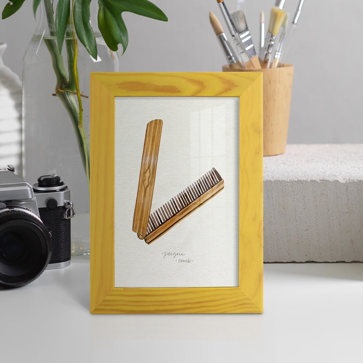Gilded Toiletries IV - Framed Print w/glass - Sunflower Yellow
