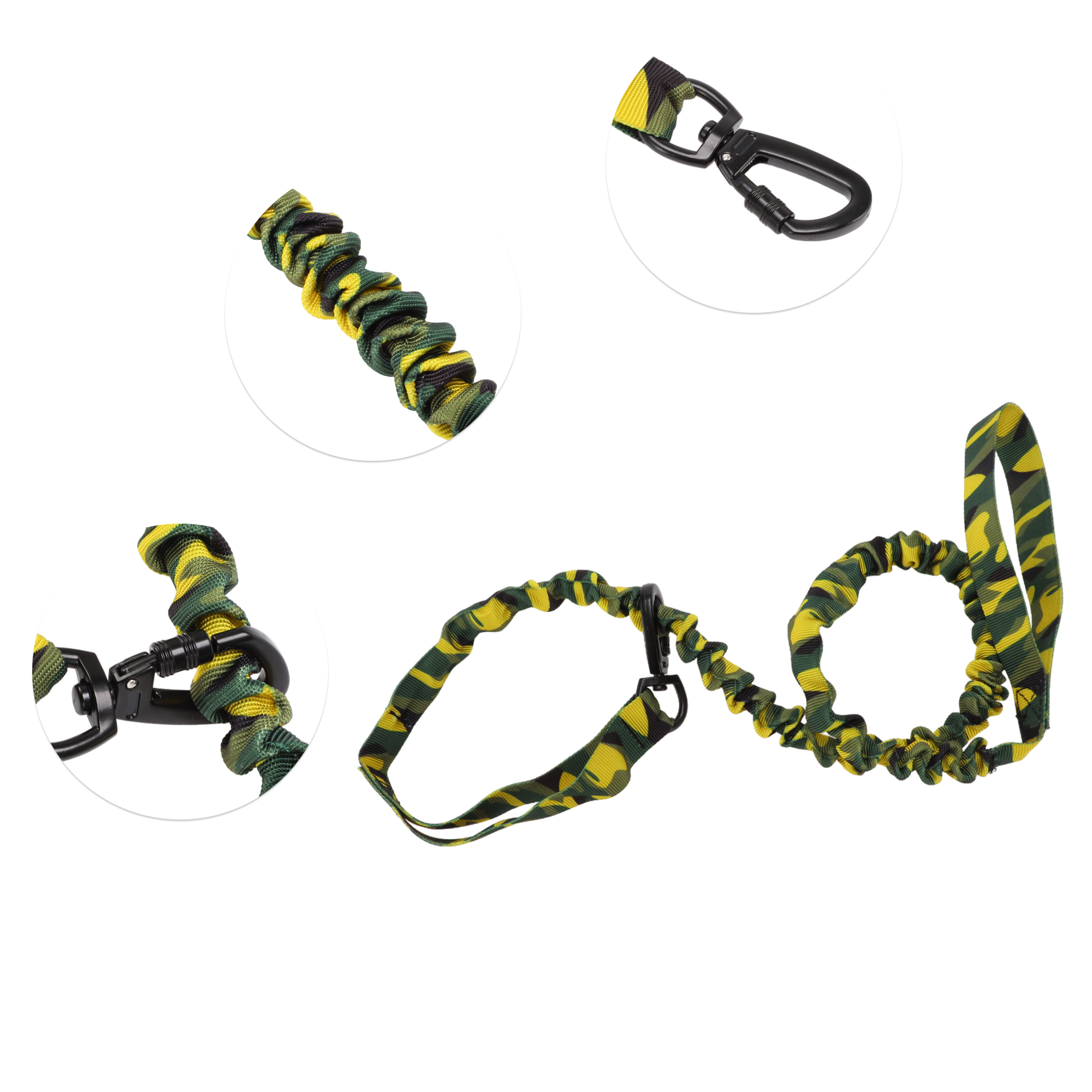 Unique Bargains Dog Leash Nylon Double Handle Elastic Rope for any Dogs Yellow Green
