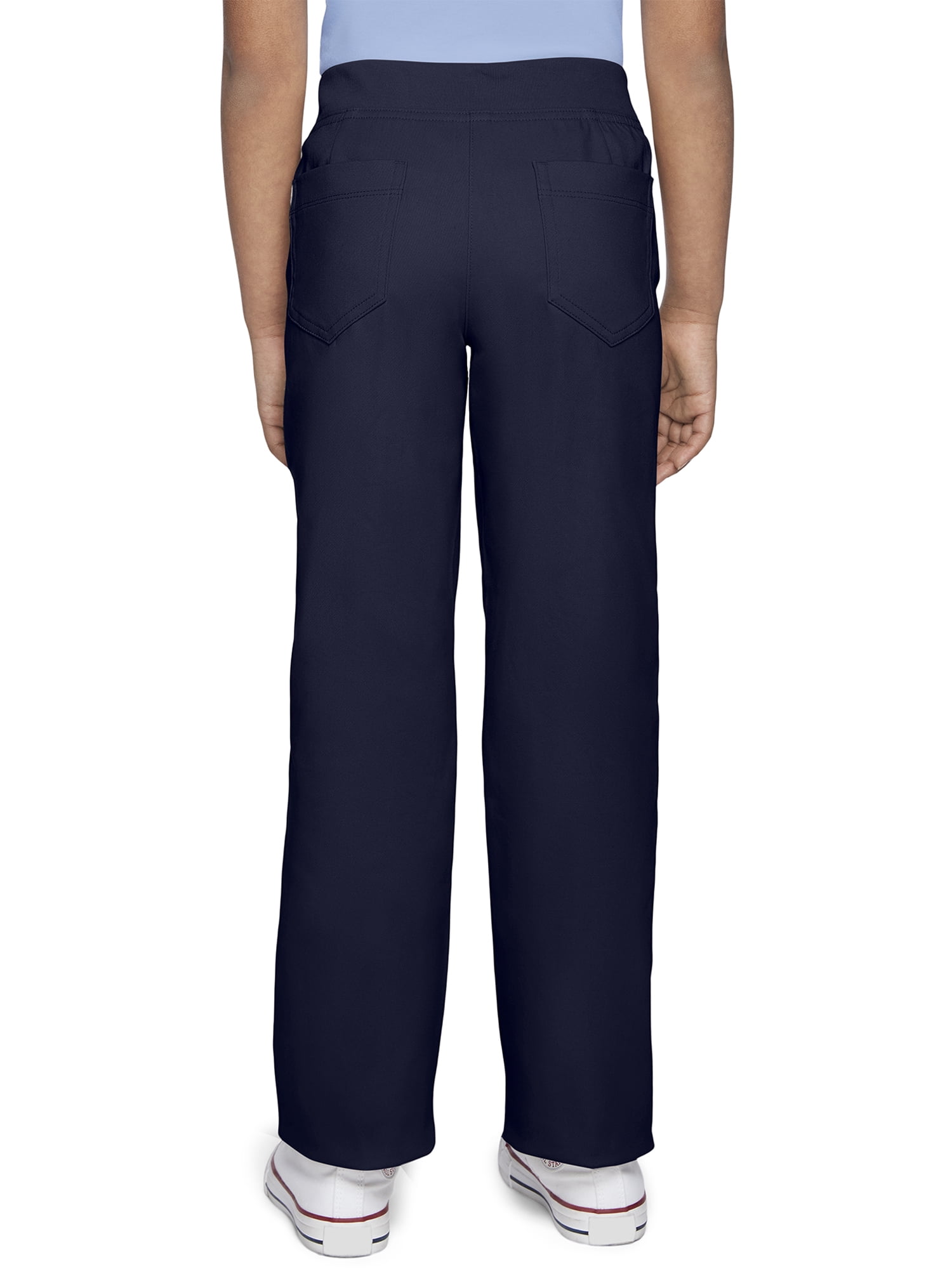 Wonder Nation Girls School Uniform Pull On Pants, 2-Pack, Sizes 4-16 & Plus